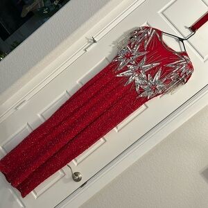 Laurence Kazar Red vintage beaded sequin dress